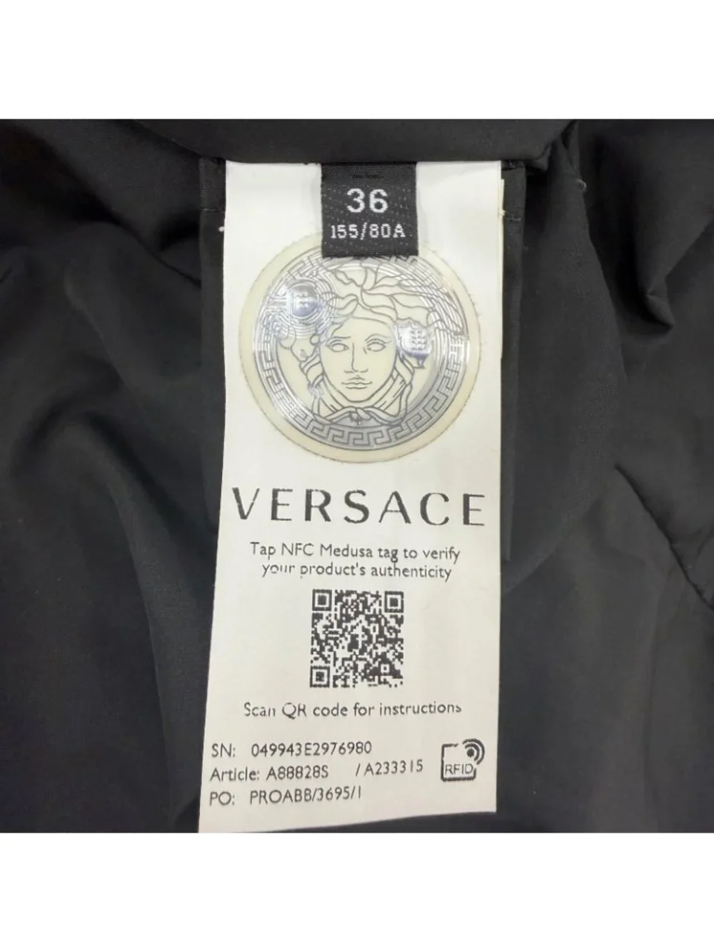 Versace Medusa Belt Baroque Long Length Down Coat Black Gold 36